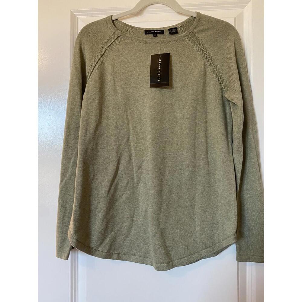 Jeanne Pierre Green Womens Long Sleeved Top Size Medium